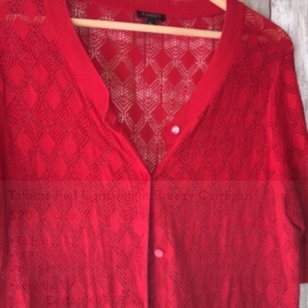 Talbots Red Lightweight Breezy Cardigan - Picture 5 of 5